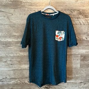 Mens free planet Green and Hawaiian print short sleeve shirt